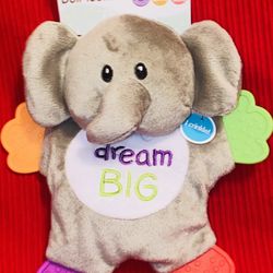 0+ MONTHS🟣🍼🐘💚🟠✨CRINKLE ELEPHANT 🐘 DOLL TEETHER TOY🟣🌈🐘🍼🔴✨
