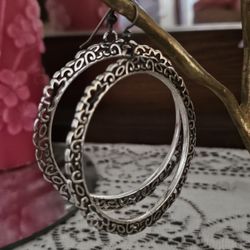 Silverware hoop earrings