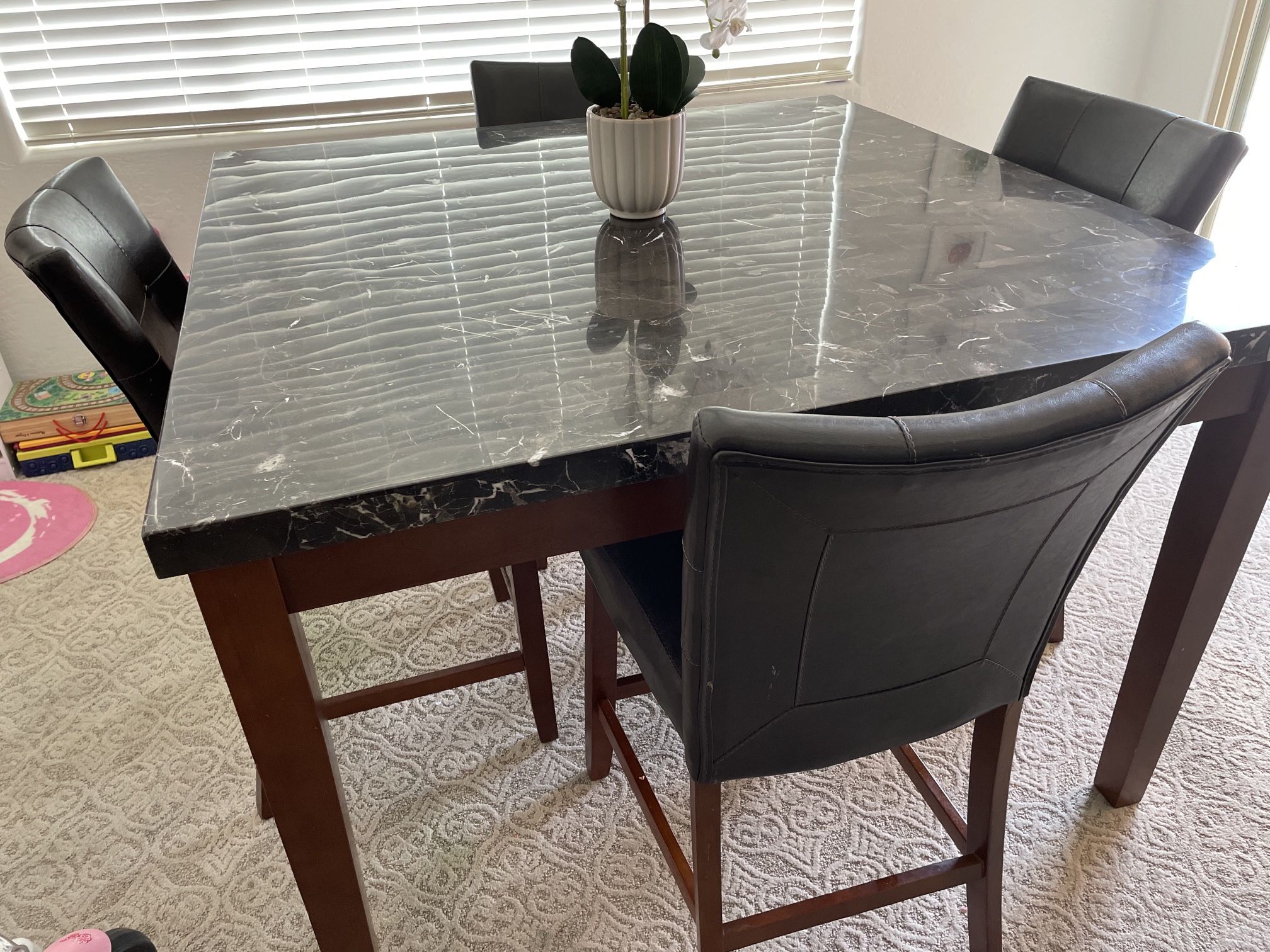 Granite High top Table With 6 Chairs