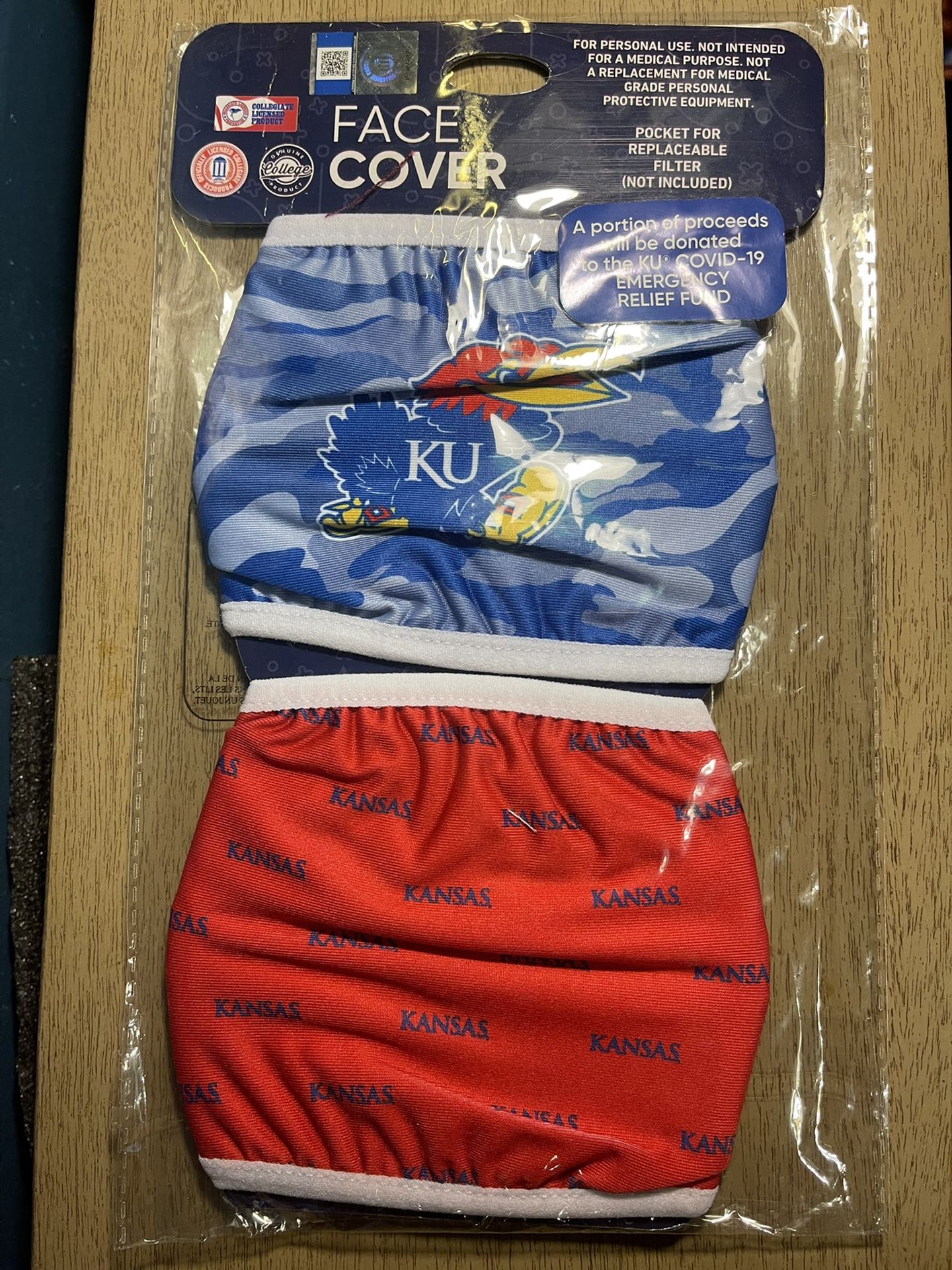 KU Jayhawks Face Masks (2pk)