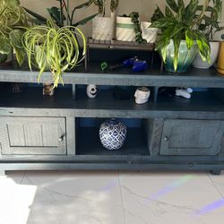 Blue Wooden Tv Stand 