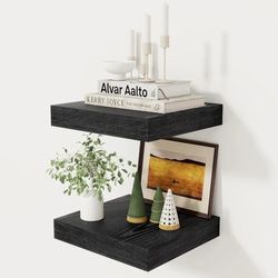 12" x 12" Floating Shelf, Black, Set of 2