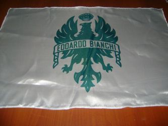 Edoardo Bianchi 20” x 30" Flag Banner White Satin Italy