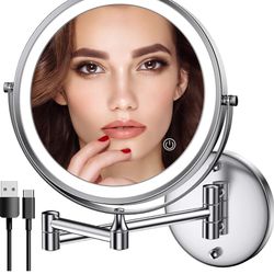Double-Sided LED Vanity Mirror 1X/10X Magnification