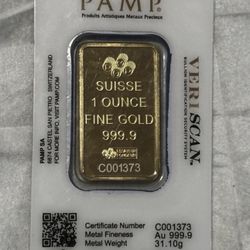 1oz Gold Bar PAMP Suisse Lady Fortuna Veriscan 999.9 Fine
