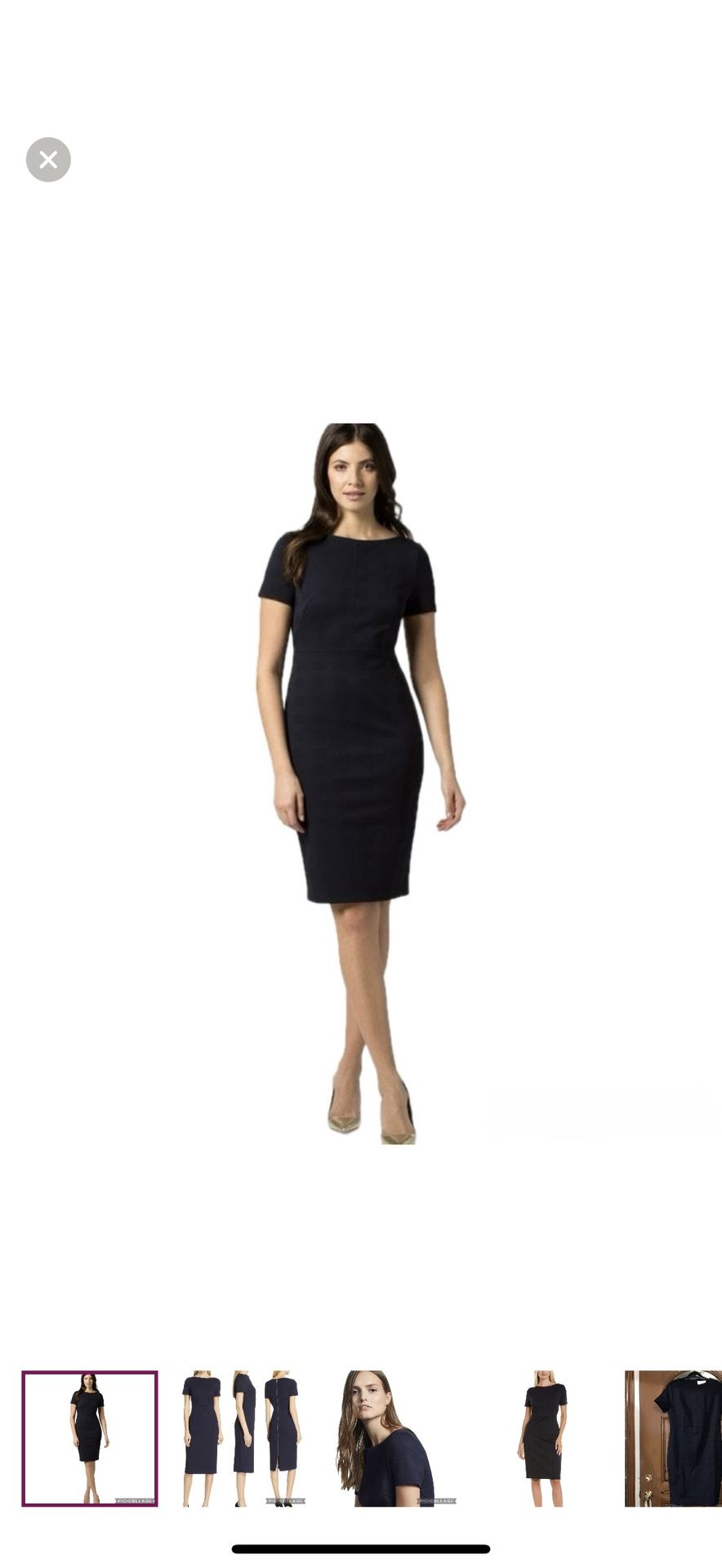 Hugo Boss Dalula Tonal Textured Navy Sheath Dress - Size 2