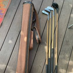 Vintage Windsor Wooden Golf Clubs W/Bag