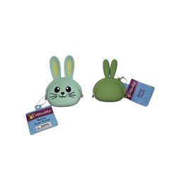 Cottondale Silicone Green Bunny Pouch Coin Purse Set Of 2 - New 