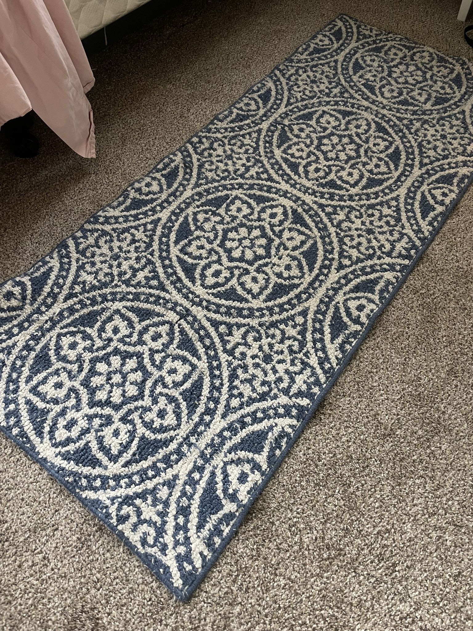 Blue and White Floor Runner