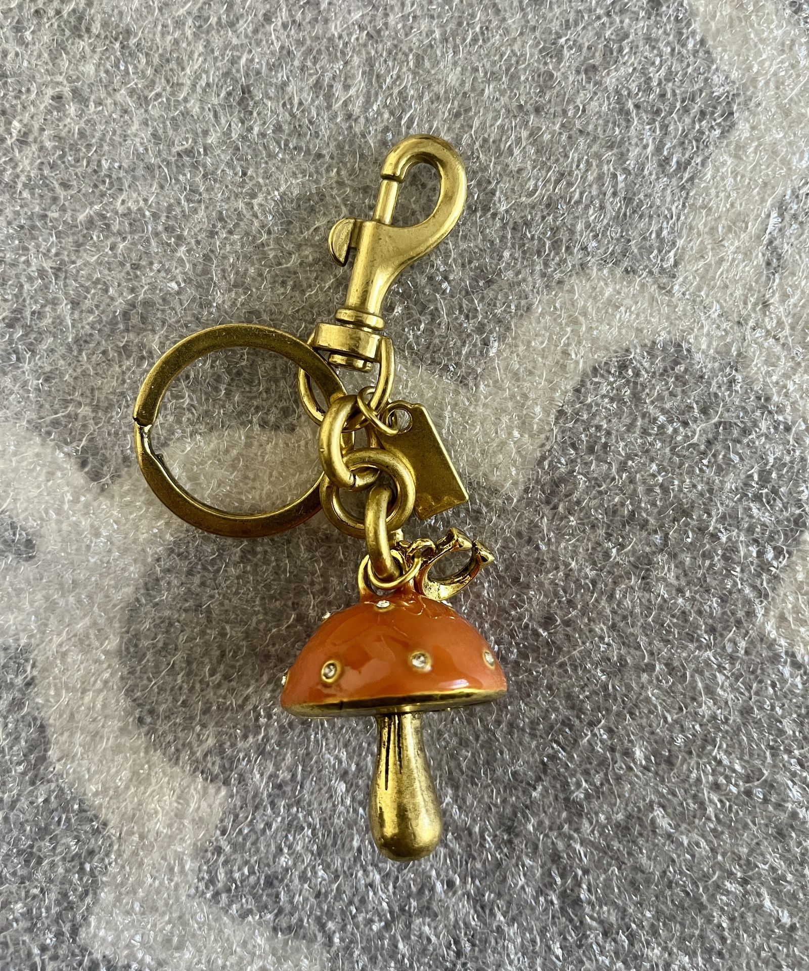 Brush Gold Orange Mushroom Keychain