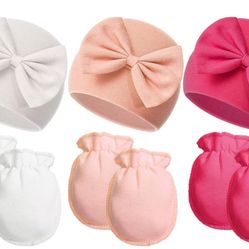 Newborn Baby Hats Mittens Set 