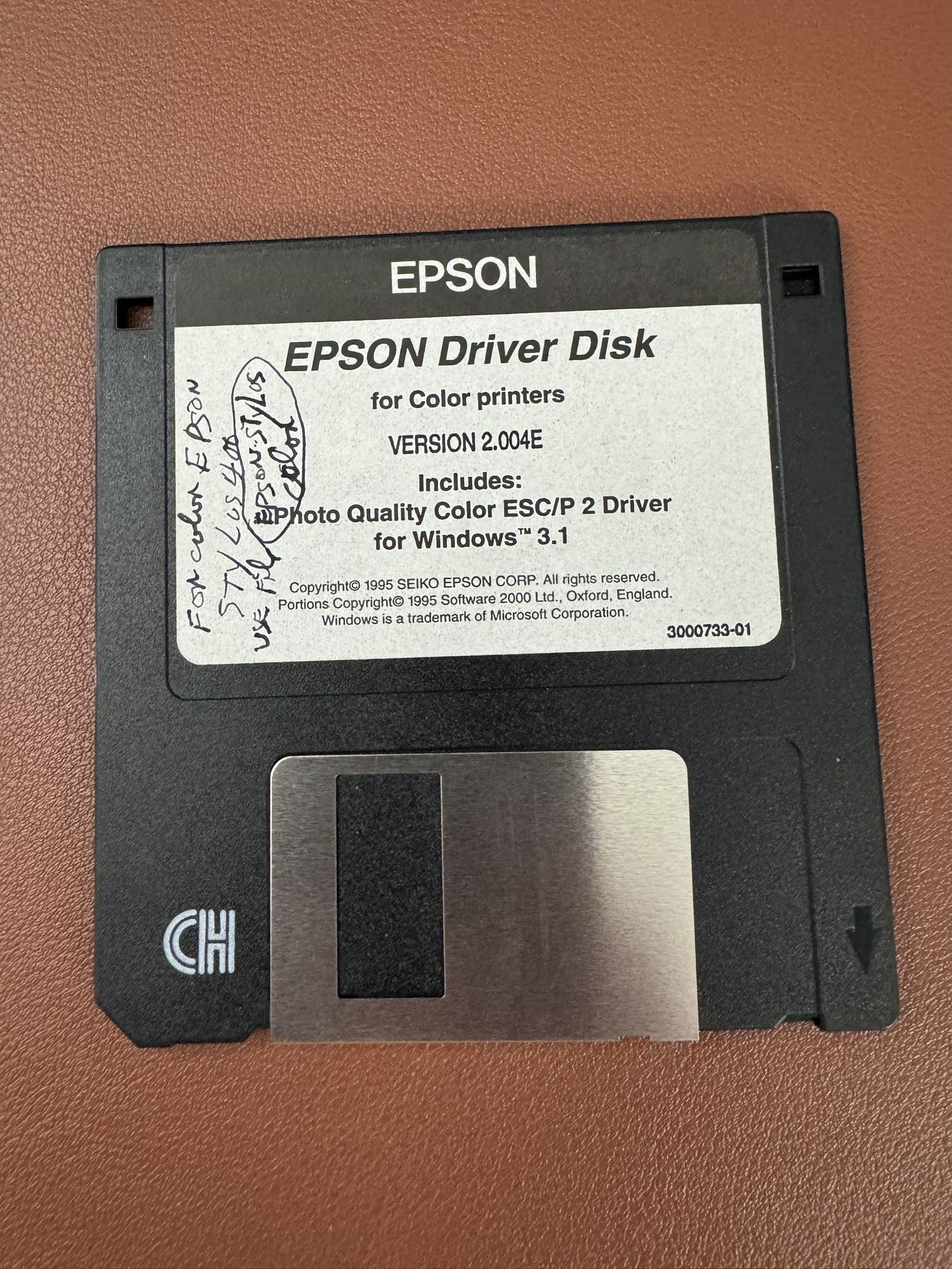 Vintage Epson Driver Disk for Color printers v2.004E 1995 3.5" floppy disk