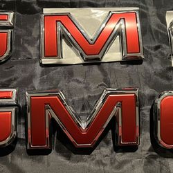 2021 GMC Sierra Chrome and Red Emblem Letters Badge