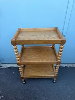 Wooden Rolling Serving Cart