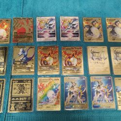 Pokemon Gold Metal Cards 5 Each