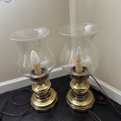 Gold and Glass Electric Hurricane Lamp