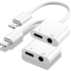 Apple MFi Certified 2 Pack Lightning to 3.5mm Headphones Jack Adapter for iPhone Dongle 2 in 1 Charger and Aux

