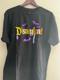 NEW Disneyland Halloween Black Shirt (Adult L) - Candy corn purple bats