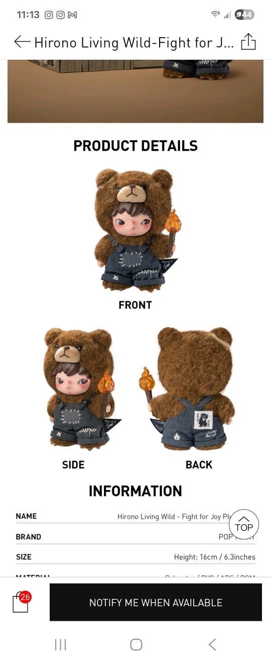 Hirono Living Wild-Fight for Joy Plush Doll (Authentic) from Pop Mart