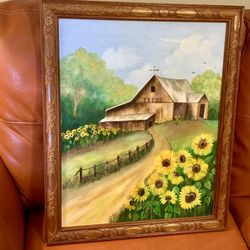 Framed Barn Painting 