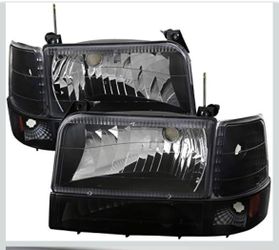 Black Headlights+Corner Lights Set for (92–96) Ford F-150