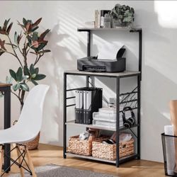 50.5” Gray Kitchen Baker’s Rack on Wheels with Hooks – Multi-Shelf Storage Organizer, New 🍽️