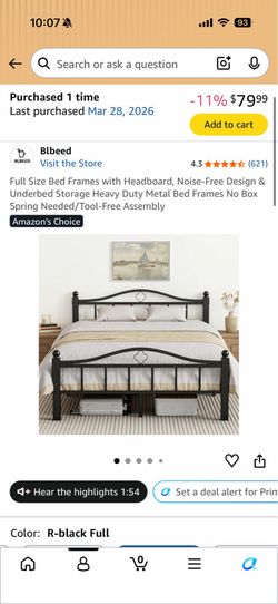 Full size bed with mattress 175 or OBO