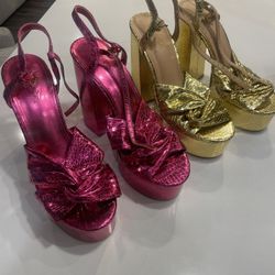 Truffle Collection Womens Chunky Platform Metallic Heels Set Of 2 Size 5