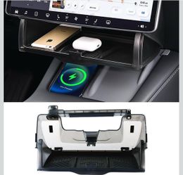 Tesla Hidden under Screen Storage Box [One-Tap Open & Smooth Damping Slides] Cen