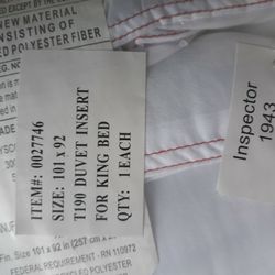 Chamfered Duvet Insert King/Cal 201" X 92" White in Color