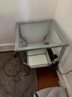 Glass and Chrome Two-Tier Side Table