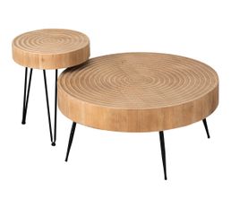 Round Wood Slab Coffee and Side Table Set
