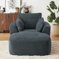 K480 $180  Oversized Corduroy Chaise Lounge Chair Indoor, Corduroy Upholstered Modern Sofa Couch,No Assembly Required,Comfy Sleeper Sofa for Living Ro