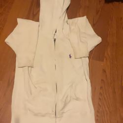 vintage beige polo hoodied jacket 