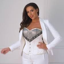 White With Black Lace Corset Story Corset
