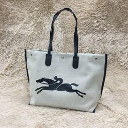 Longchamp Large Canvas Tote Shoulder Bag