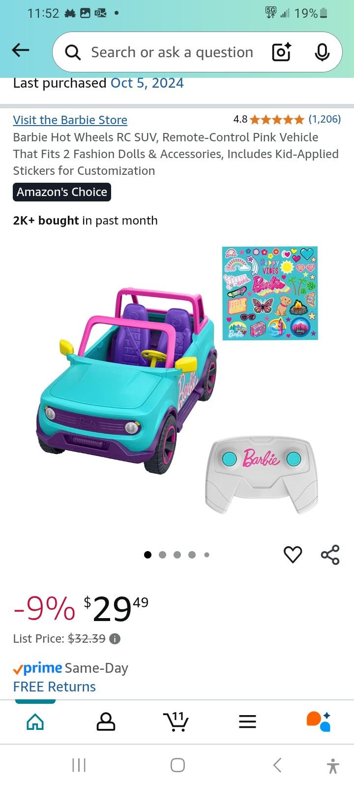 Remote Control Barbie Car