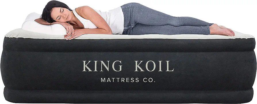 King Koil Luxury Air Mattress Queen with Built-in Pump for Home, Camping & Guests - Twin  Inflatable Airbed Luxury Double High Adjustable Blo