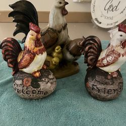 ceramic rooster figures