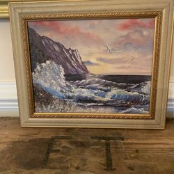 Nicely Framed Seascape Oil Painting