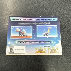 POKÉMON SHINY MIRAIDON OR SHINY KORAIDON CODE 
