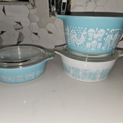 PYREX AMISH BLUE SET
