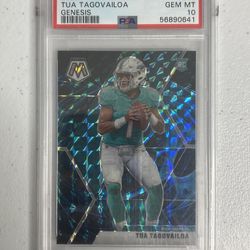 2020 PANINI MOSAIC TUA TAGOVAILOA GENESIS PRIZM ROOKIE #203 PSA 10!