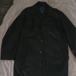 Mens Genuine Leather Coat, Jacket , Trench Coat Large