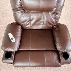 Brown Leather Recliner – Massage + Heat – Moving Sale – $100