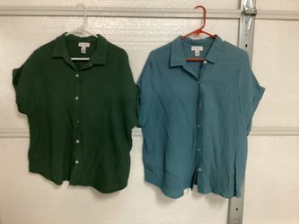Two women’s short sleeve blouses size large