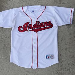 White and red Indians baseball jersey size medium