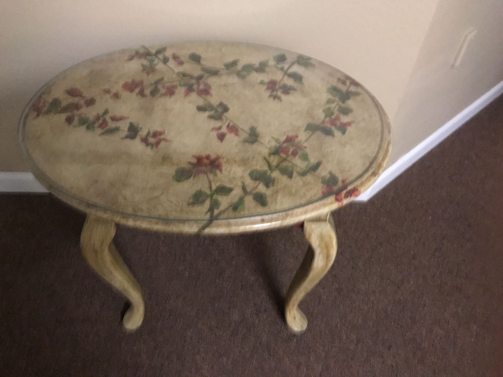 Oval hand painted accent table