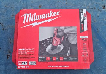 New Milwaukee 2572B-21 M12 12V Airsnake Drain Cleaning Air Gun Kit w/ Attachments