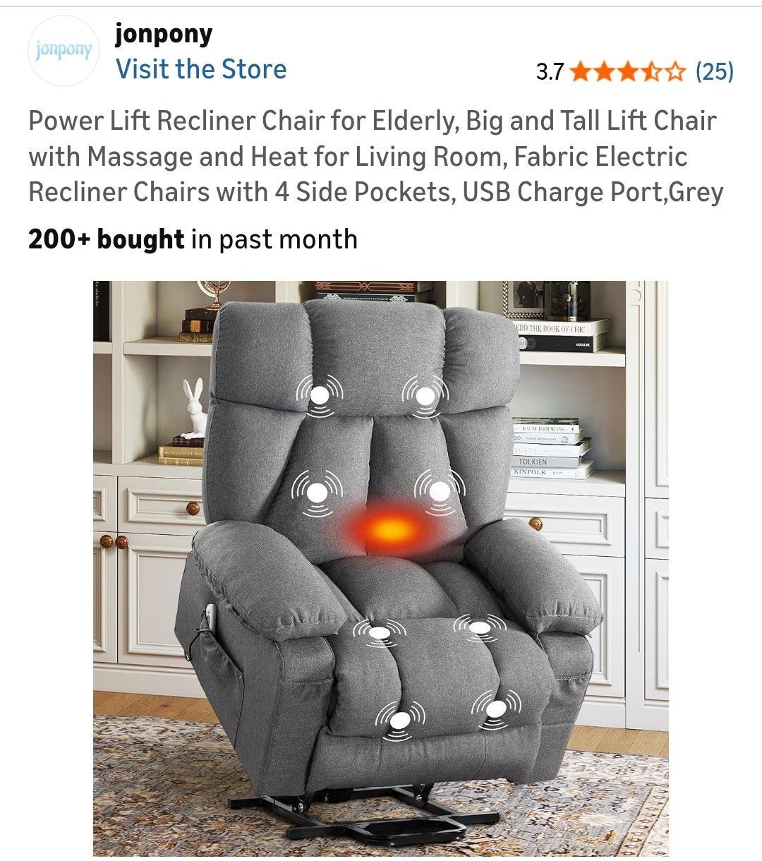 Power lift recliner chair